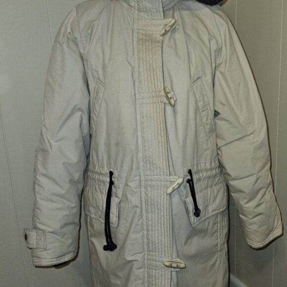 TAHARI Off White Hooded Down Winter Coat Ladies Medium - Picture 3 of 9